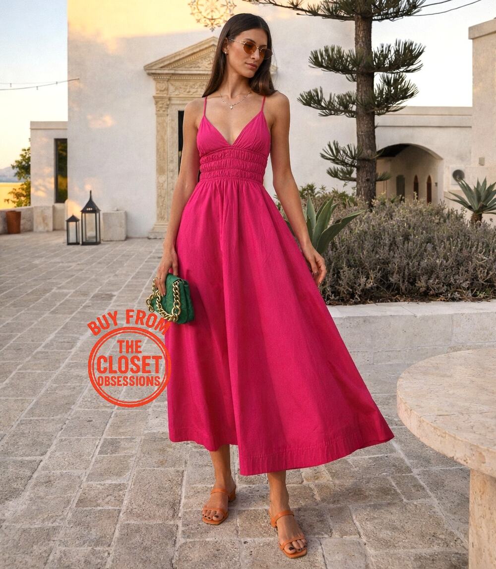 ZARA Smocked Waist V-Neck Midi Dress NWT LAST ONE